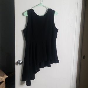 Rainbow high-low peplum top